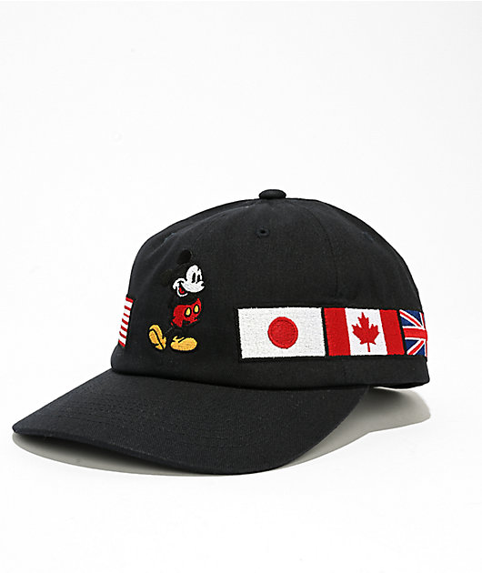 Disney x HUF Mickey Mouse World Tour Navy Snapback Hat | Zumiez