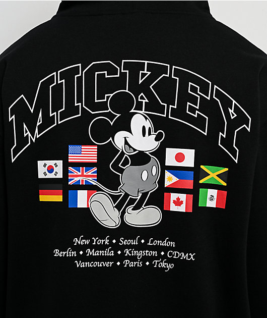 Disney x HUF Mickey Mouse Worldwide Tour Black Zip Hoodie | Zumiez