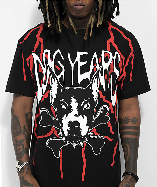 Dog Years Red Bolts Black TShirt