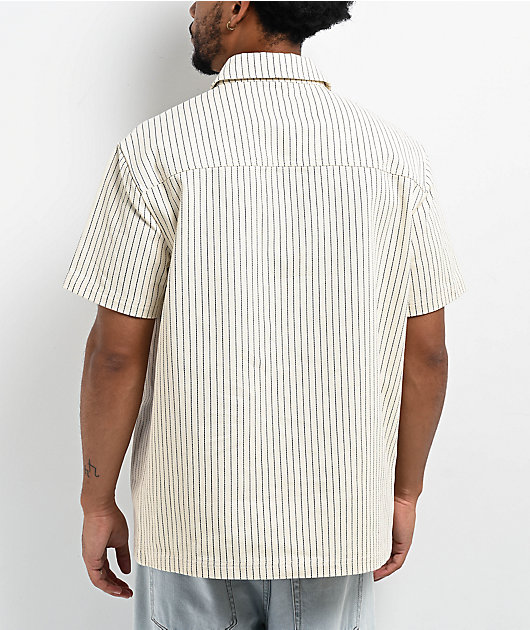 Donut Cream Pinstripe Quarter Zip Work Shirt | Zumiez Donut Cream Pinstripe Quarter Zip Work Shirt | Zumiez