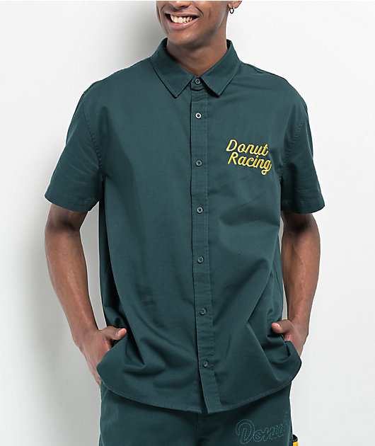 Donut Give It The Beans Green Work Shirt