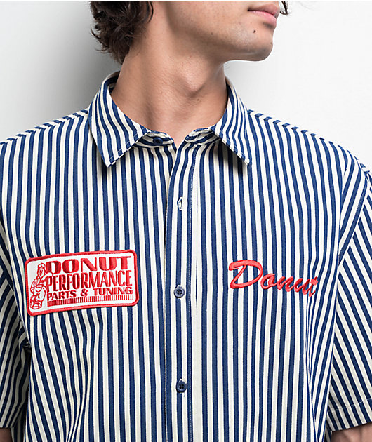 Donut Performance Parts White & Blue Work Shirt