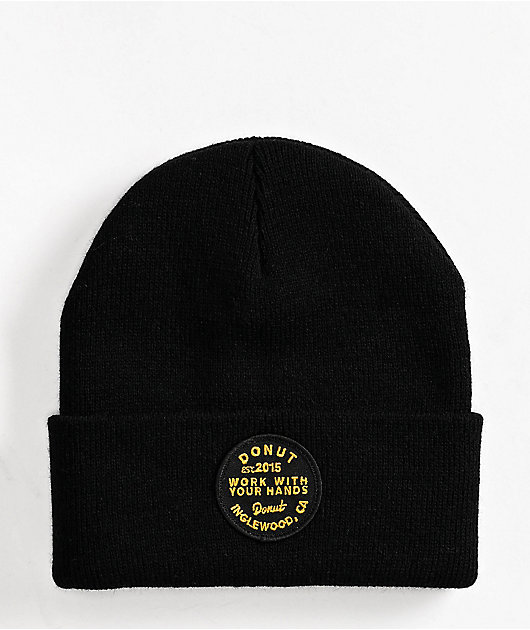 Donut Work With Your Hands Black Beanie