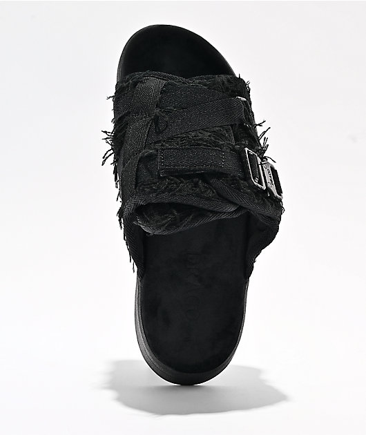 DracoSlides Distressed Black Slides | Zumiez