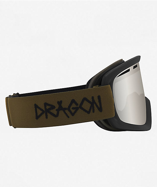 DRAGON D1 （JJ SILVER ION） Dragon D1 Old Skool Olive & Silver Ion Snowboard Goggles | Zumiez