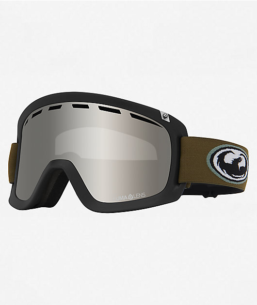 DRAGON D1 （JJ SILVER ION） Dragon D1 Old Skool Olive & Silver Ion Snowboard Goggles | Zumiez