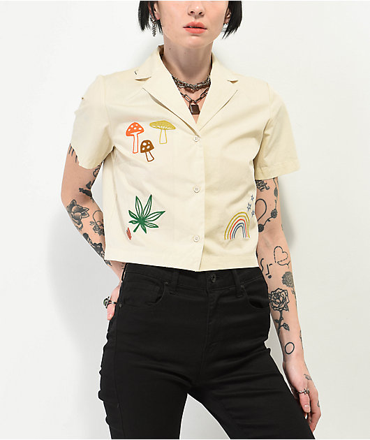 Embroidered button down shirt best sale