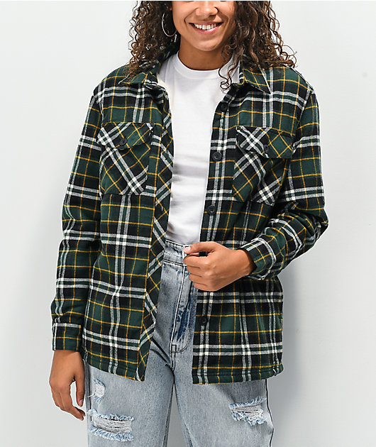 green and black flannel shirt womens