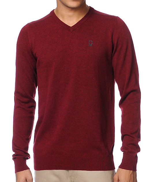 Dark red v neck jumper Clearance