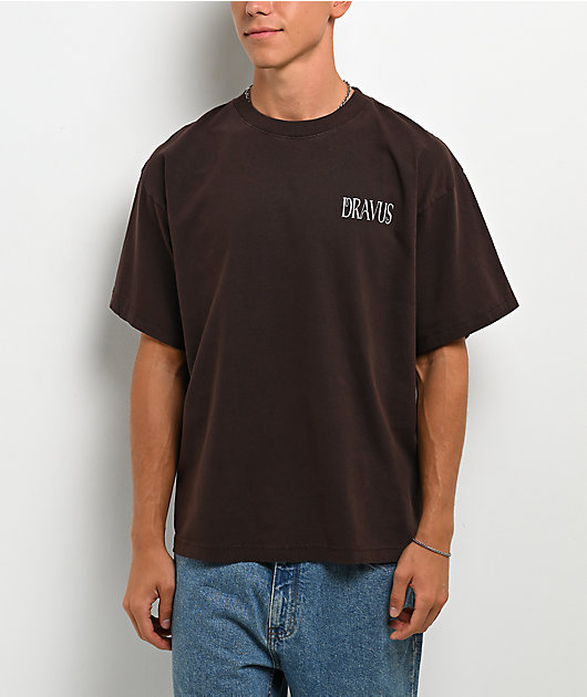 Dravus Linear Flora Vintage Brown T-Shirt