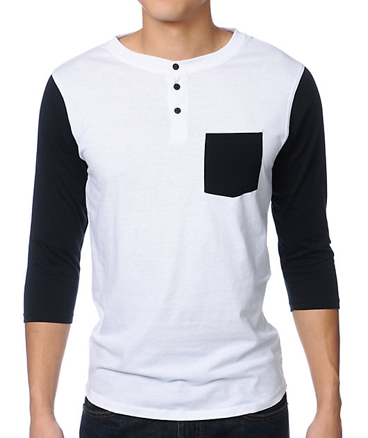 Dravus Pickpocket White & Black Henley Baseball T-Shirt