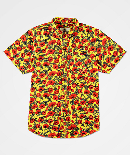 yellow button up blouse