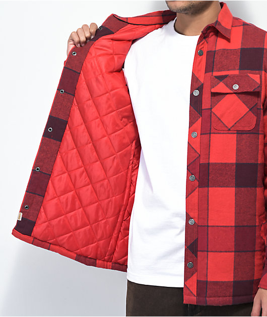 Dravus Quilt Chamarra de franela a cuadros rojos 