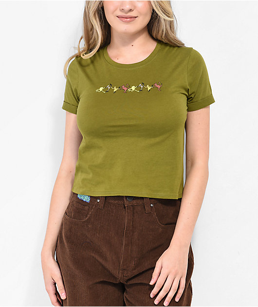 Dravus Yony Little Things Green Crop T-Shirt