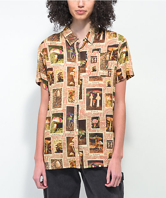 Dravus Zaedia Mushroom camisa de manga corta marrón