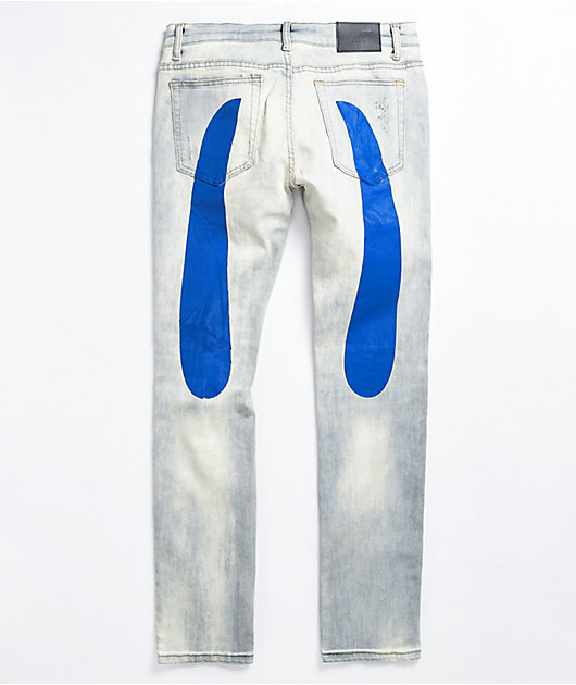 grey painted jeans