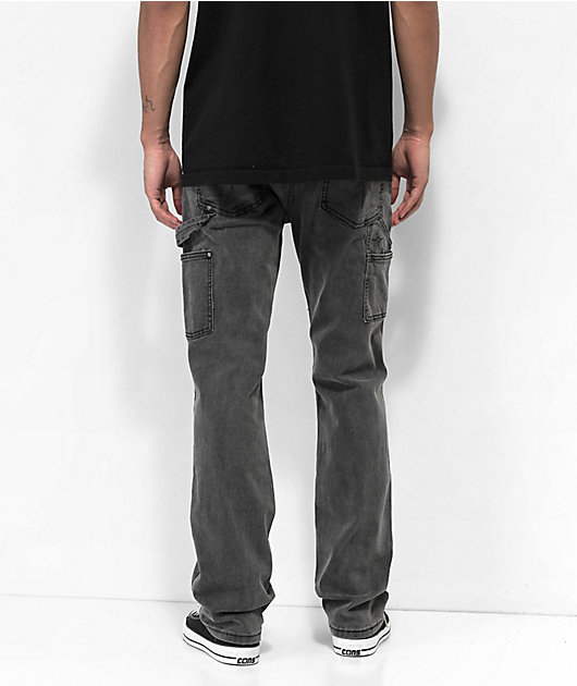 Dript Denim Decorated Black Wash Double Knee Carpenter Pants