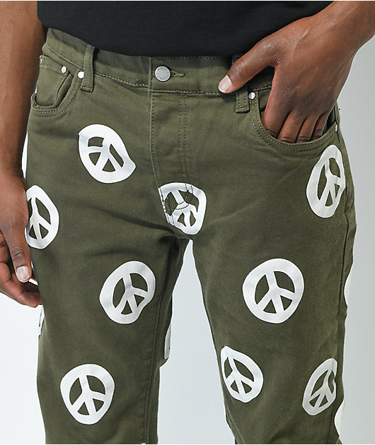 Dript Denim Peace Jeans amplios color verde oliva
