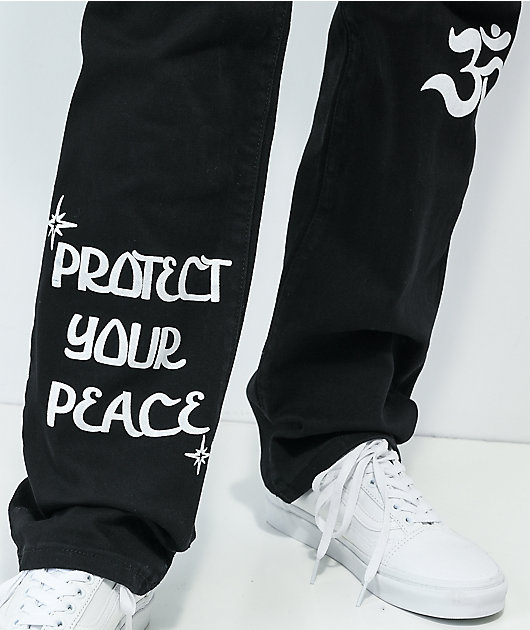 Dript Denim Protect Peace jeans negros de carpintero