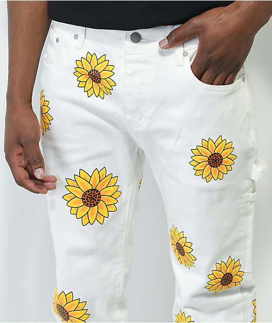 Dript Denim Sunflower Jeans ajustados estilo carpintero blancos
