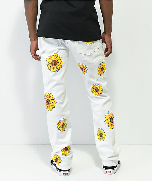 Dript Denim Sunflower White Carpenter Skinny Jeans
