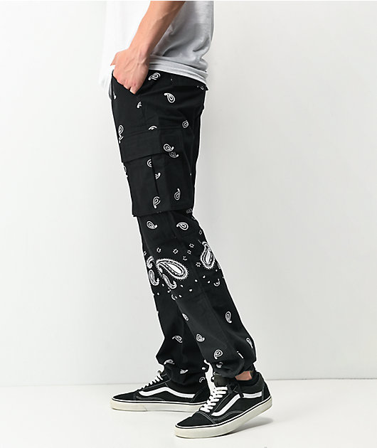 EPTM Bandana Print Black Cargo Pants
