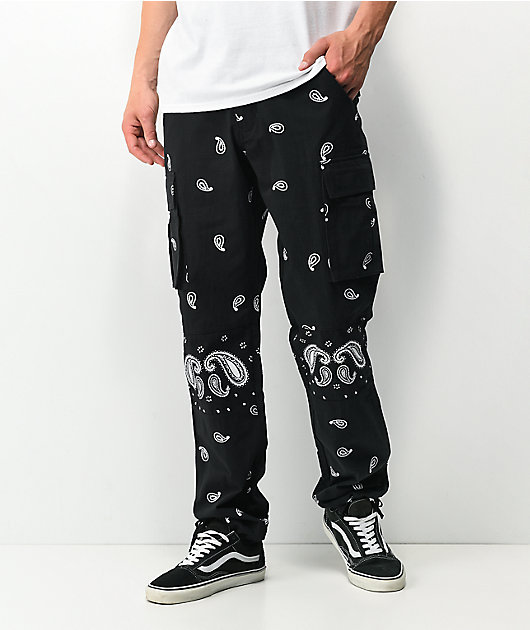 EPTM Bandana Print Black Cargo Pants