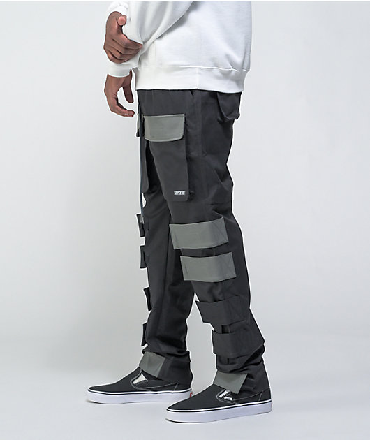 【SATIIIZ】Loop Vintage Multi Cargo Pants Men's Multi-Pockets Cargo Pants Autumn Vintage Solid Color