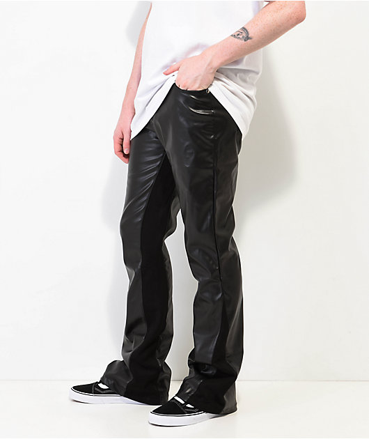 EPTM Jalen Black Vegan Leather Flare Pants