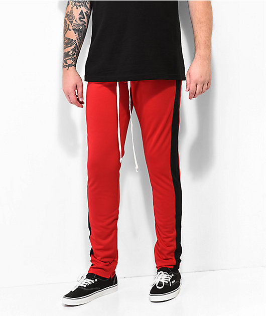 EPTM Pantalones de chándal rojos y negros