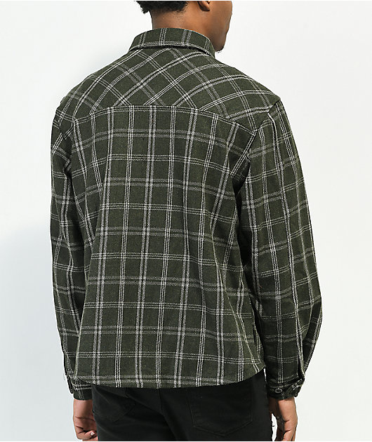 EPTM Slit Dark Olive Flannel Shirt