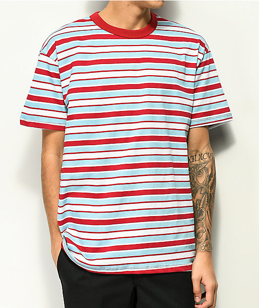red and blue t shirt