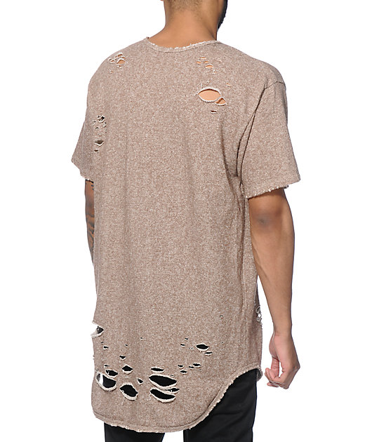 EPTM. Thrashed Elongated French Terry T-Shirt