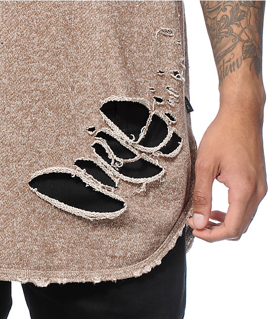 EPTM. Thrashed Elongated French Terry T-Shirt