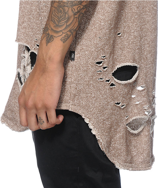 EPTM. Thrashed Elongated French Terry T-Shirt