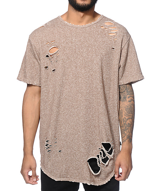 EPTM. Thrashed Elongated French Terry T-Shirt