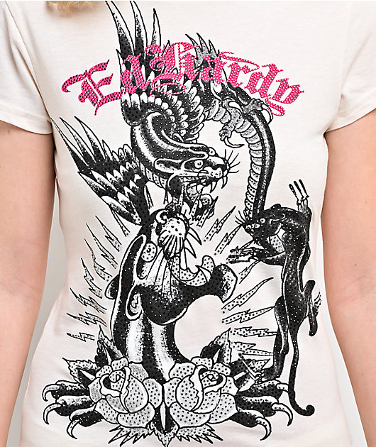 Ed Hardy 3 Panthers Cream T-Shirt