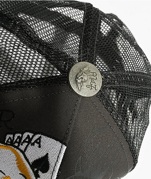 Ed Hardy Ace Skull Charcoal Trucker Hat