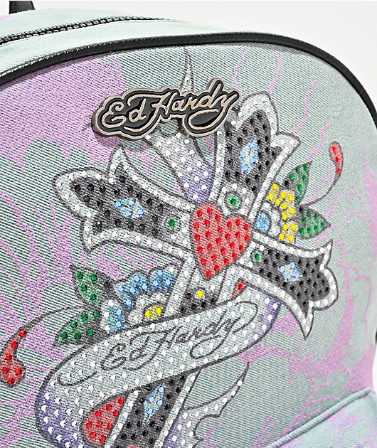 Ed Hardy Arden Denim Blue Backpack