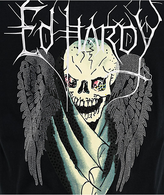 Ed Hardy Bat Skull Black T-Shirt