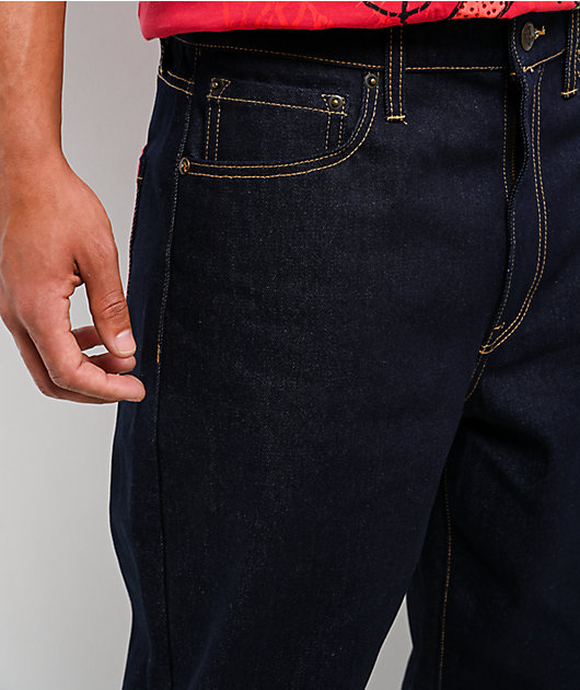 Ed Hardy Battle Skull Blue Baggy Raw Denim Jeans