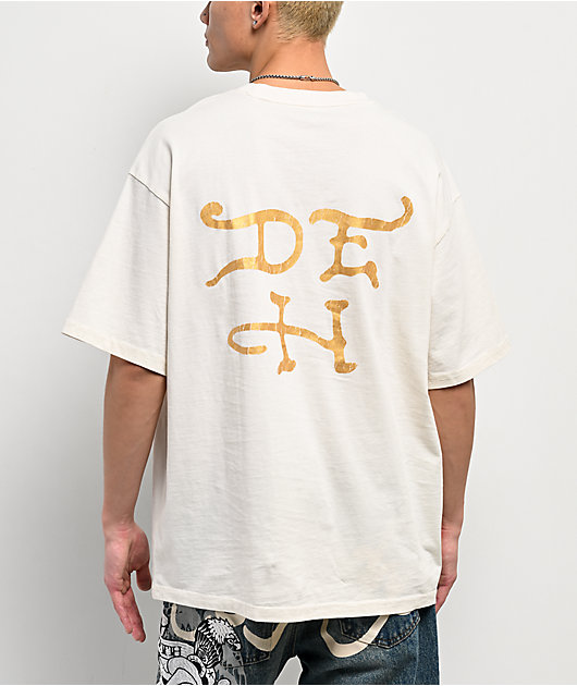 [Sculptor x Ed Hardy] Brush Tee White 半袖 Ed Hardy Cross Heart Ivory T-Shirt | Zumiez