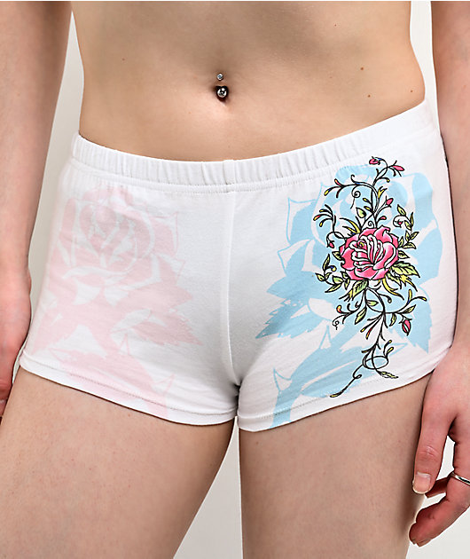 Ed Hardy Blue Leopard White Micro Shorts