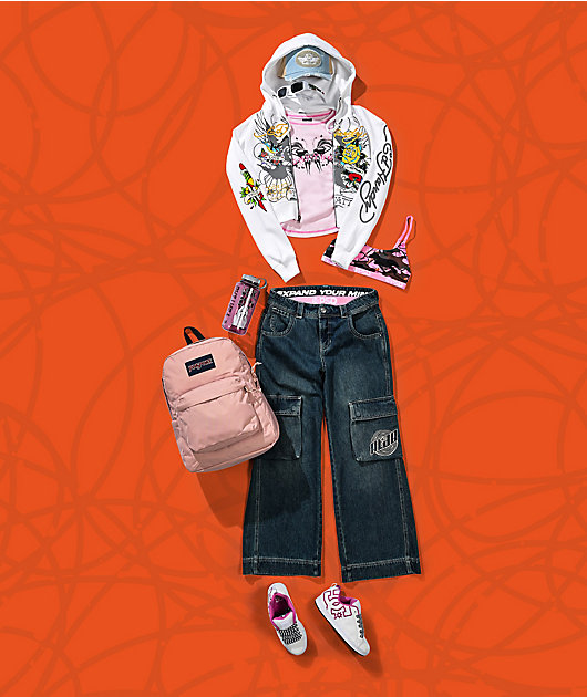 Ed Hardy Brave Eagle Y2K White Crop Zip Hoodie | Zumiez