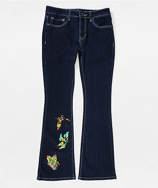 Ed Hardy Butterfly Dark Blue Bootcut Jeans | Zumiez