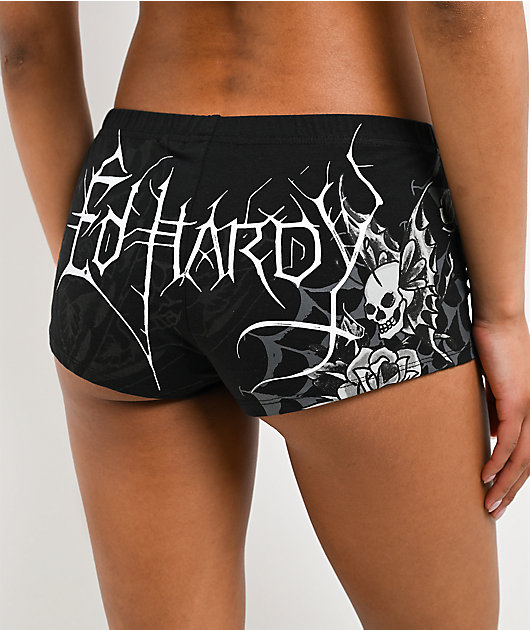 Ed Hardy Butterfly Skull Black Micro Shorts
