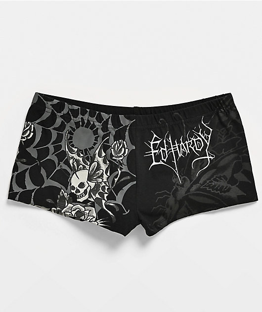 Ed Hardy Butterfly Skull Black Micro Shorts