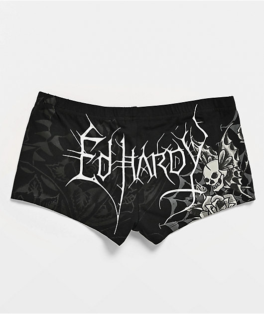Ed Hardy Butterfly Skull Black Micro Shorts