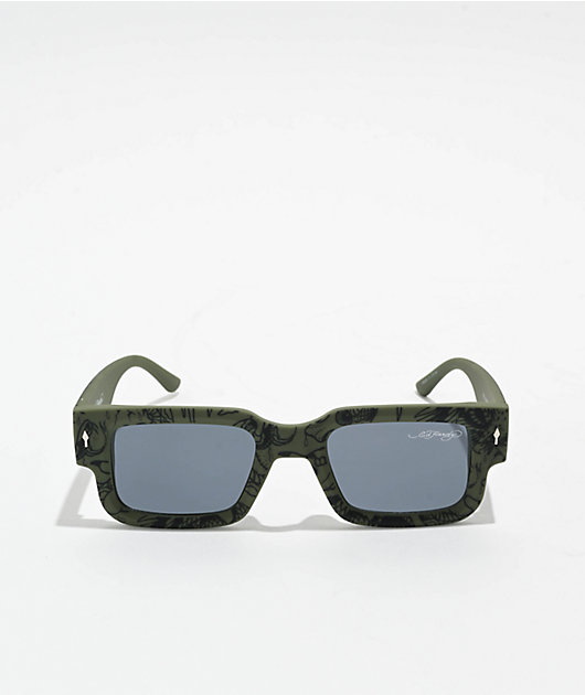 Ed Hardy Camouflage Green Square Sunglasses