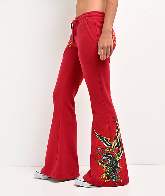 Ed Hardy Classic Y2K Red Sweatpants